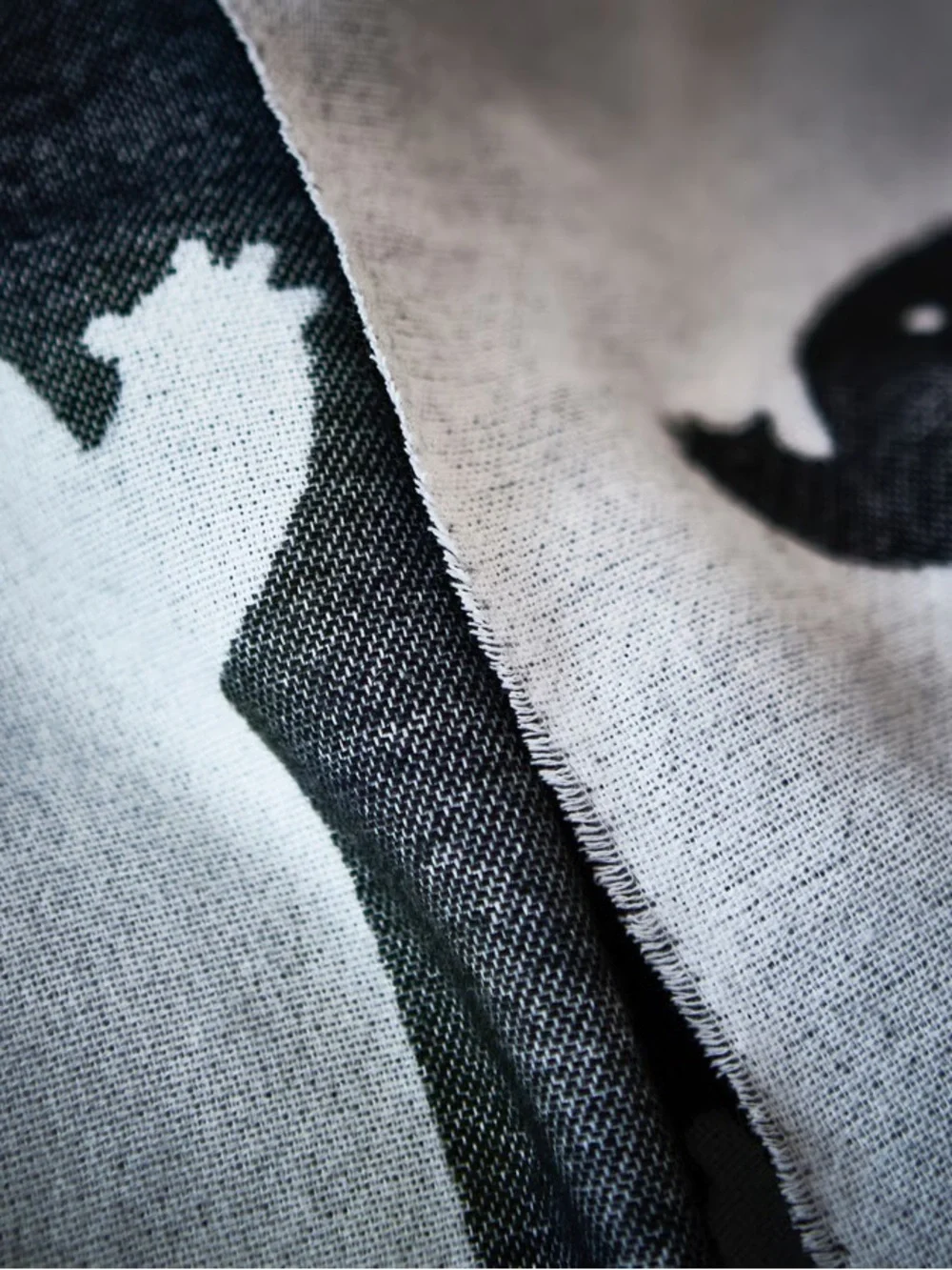Ghost Pattern Reversible Throw Blanket - Black & White